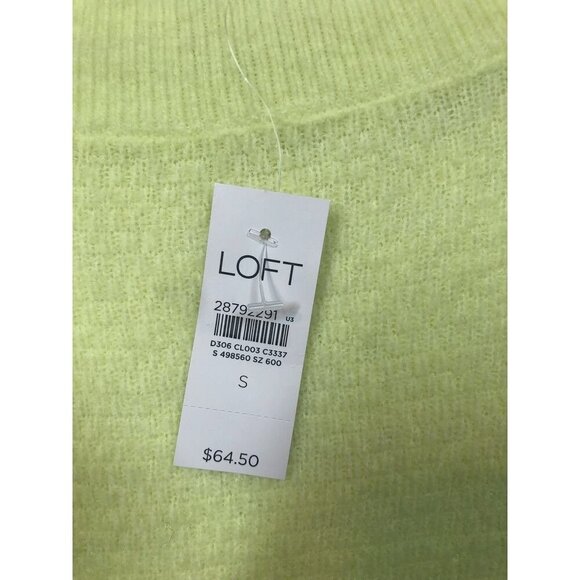LOFT Textured Shirttail Sweater Neon Yellow 498560 Crew Neck Knit Womens Small S - Picture 7 of 8